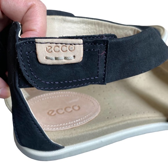 ECCO Black Velvet Suede Comfy Sandals Womens Size 8/8.5 (39) - Picture 7 of 14